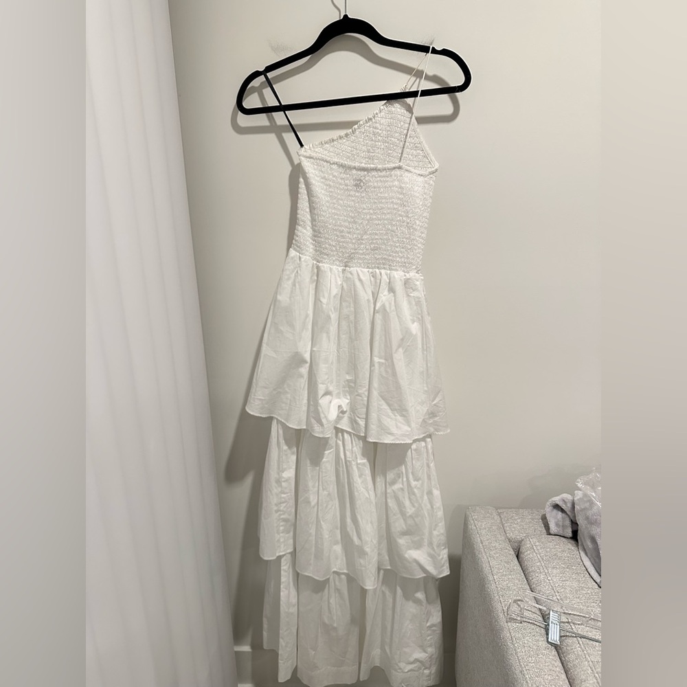 SWF x Revolve 100% Cotton Smocked Tiered Maxi Dress White - Picture 7 of 13